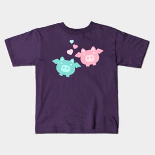 Pastel Flying Pigs in Love Kids T-Shirt